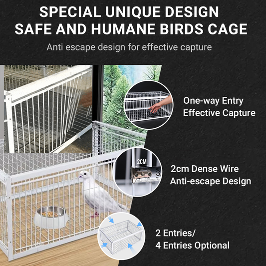 🔥Free Shipping🔥AutoTrap Bird Cage - Entry Only, No Exit, With Base