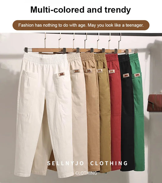 🔥BUY 2 FREE SHIPPING🔥Good Gift-Women's Elastic Waist Cotton Trousers